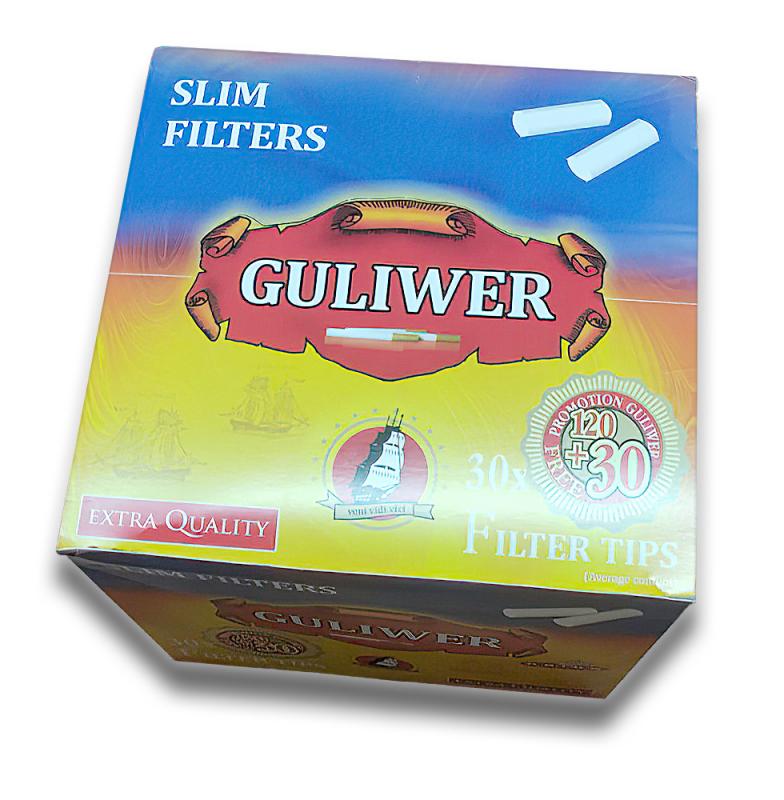 Блок фільтрів для самокруток 6 мм Guliwer Slim 30 пачок 150 шт.