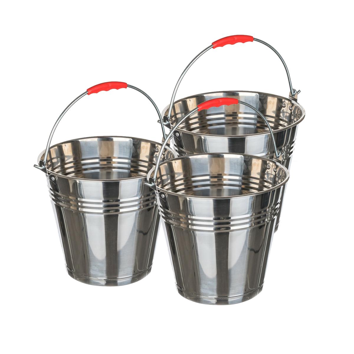 Відро із нержавіючої сталі 3 штуки 10 л/ 12 л/ 20 л
