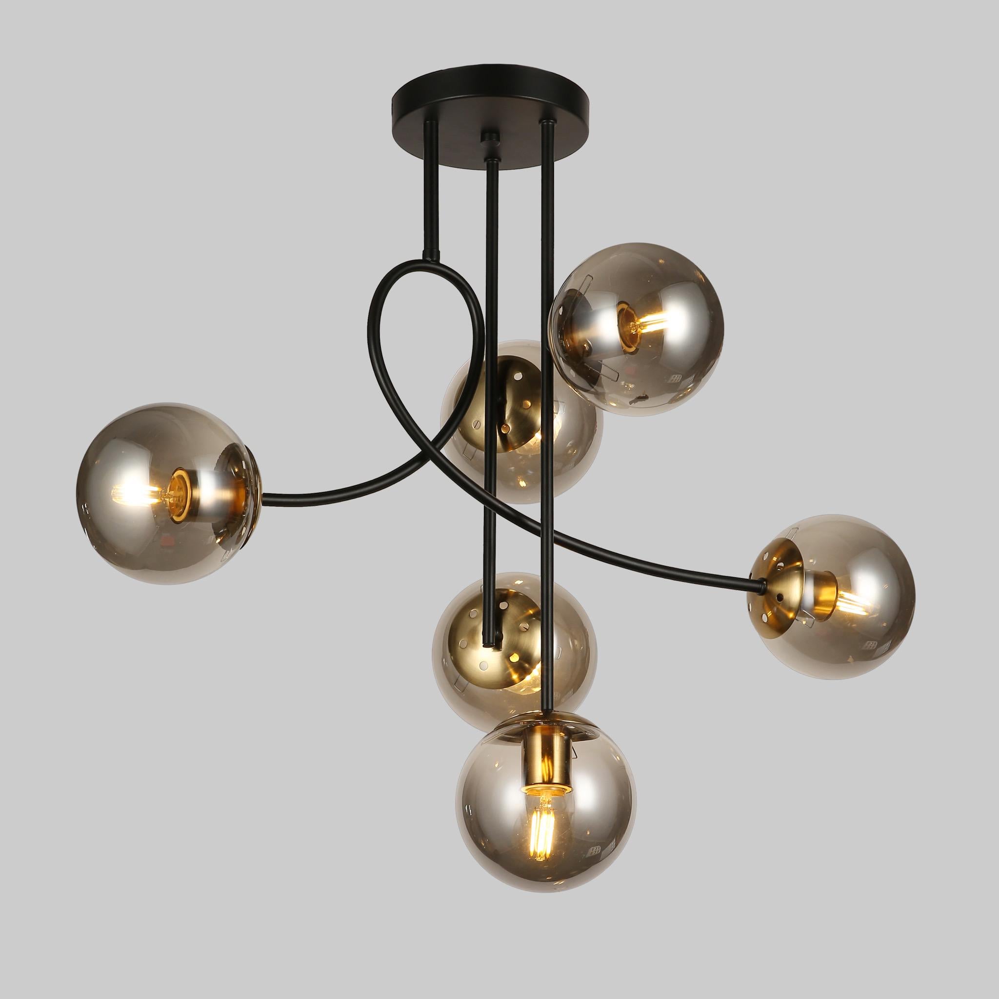 Люстра Curl с черными плафонами на 6 лампочек Черный