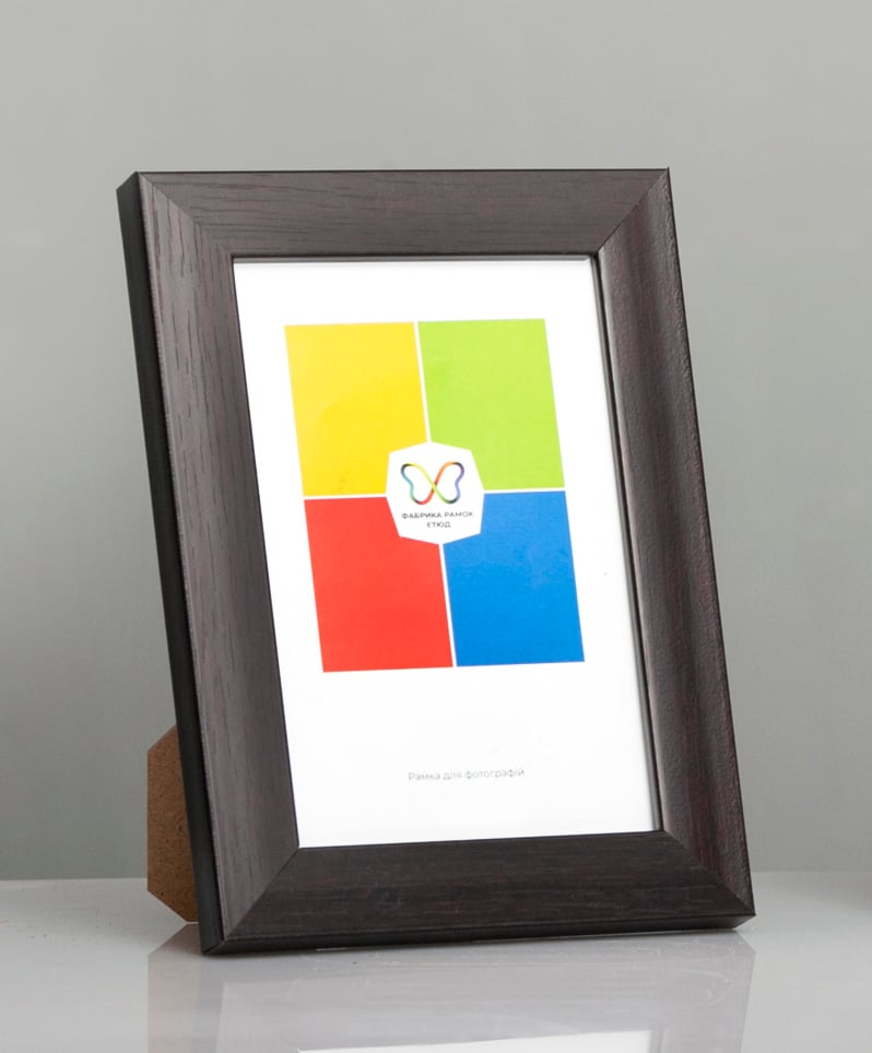 Фоторамка пластиковая 10х15 А6 со стеклом Темно-бордовое дерево (Багет 2216-86)