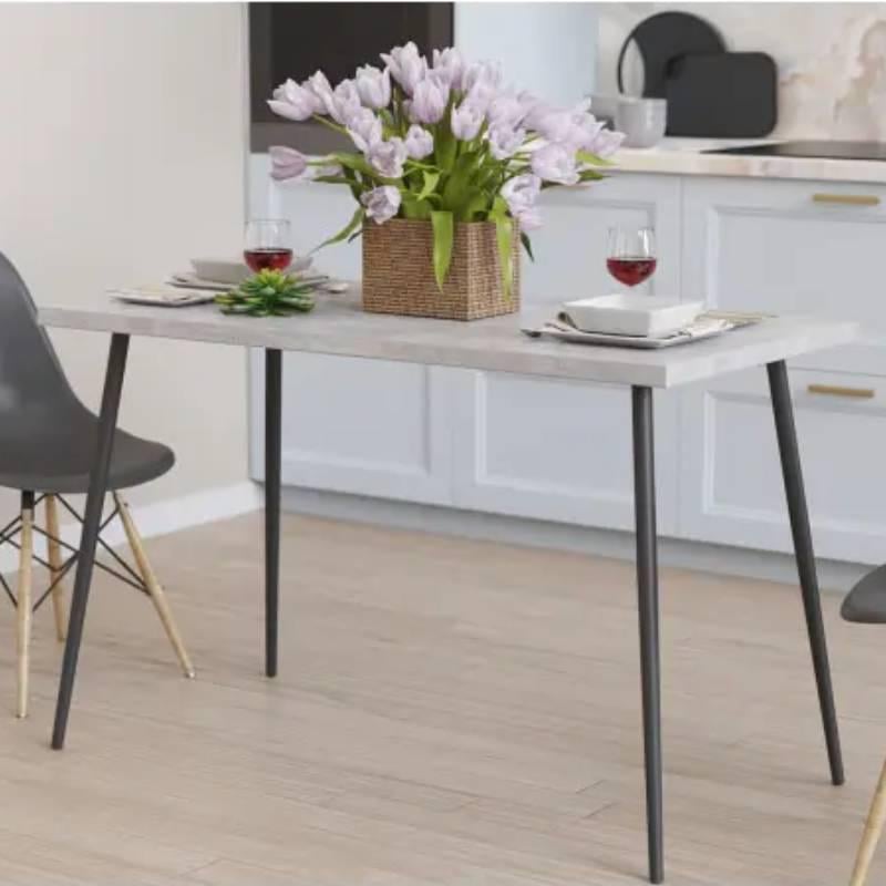 Обеденный стол Ferrum-decor Марсель 40 металл/ДСП 16 мм 75x120x70 см Черный/Бетон (FRD-106761)