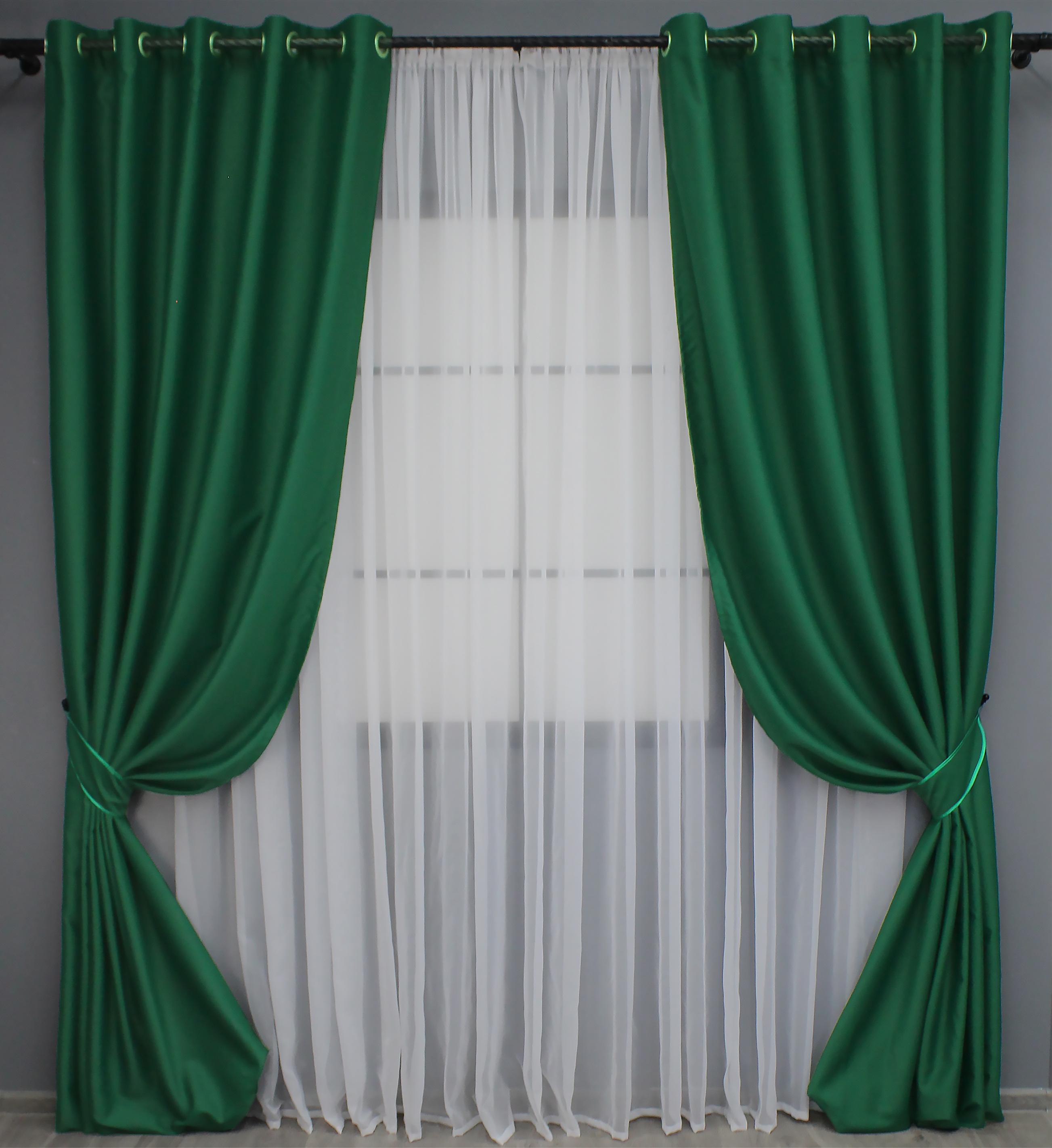 Комплект штор на люверсах VR-Textil Midnight № 1398ш 150х270 см 2 шт. Зелений (37-0138) - фото 1 Комплект штор на люверсах VR-Textil Midnight № 1398ш 150х270 см 2 шт. Зелений (37-0138) - фото 1