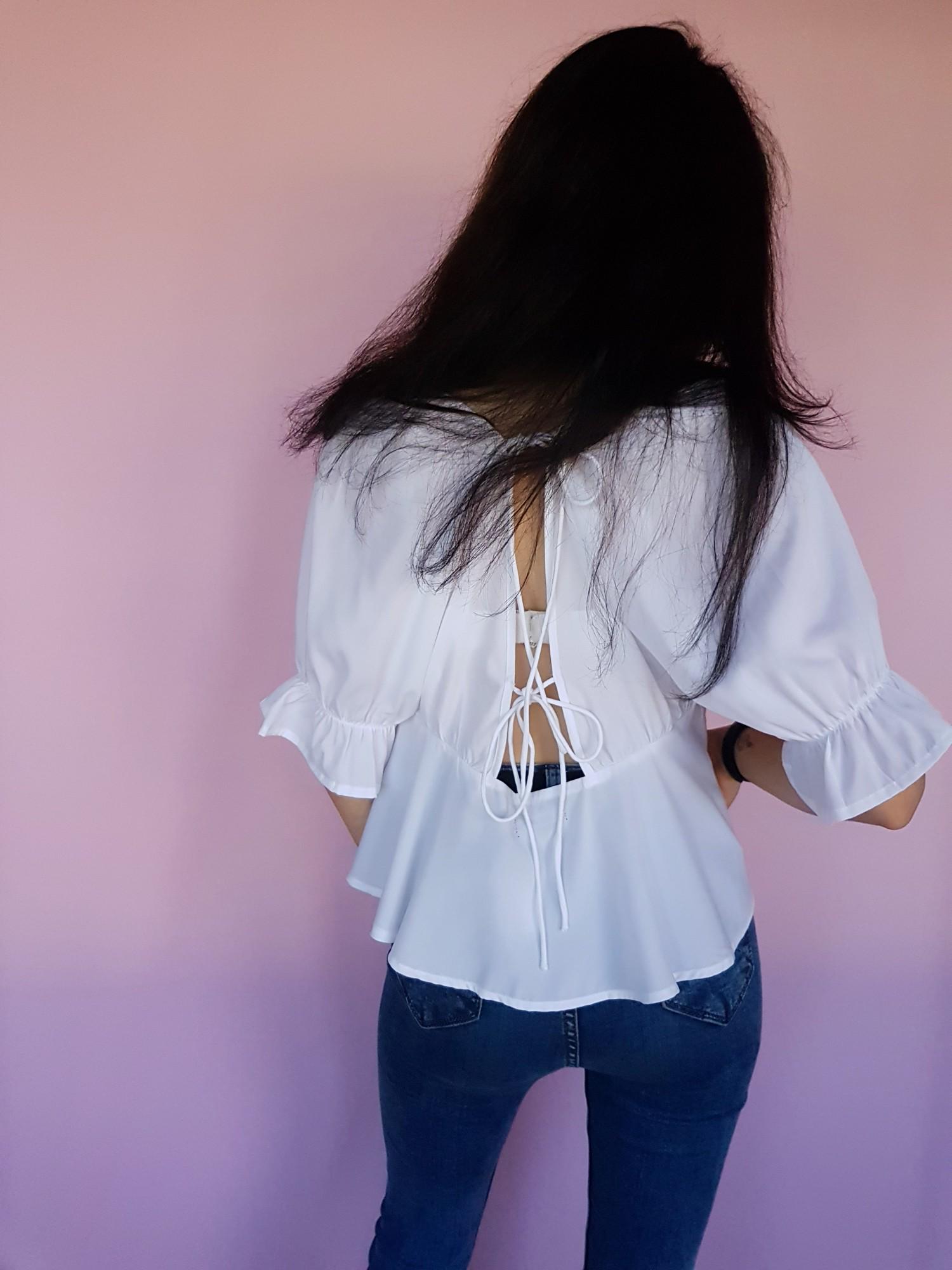 Блузка Boohoo с завязками на спинке L Белый (10444) - фото 3 Блузка Boohoo с завязками на спинке L Белый (10444) - фото 3