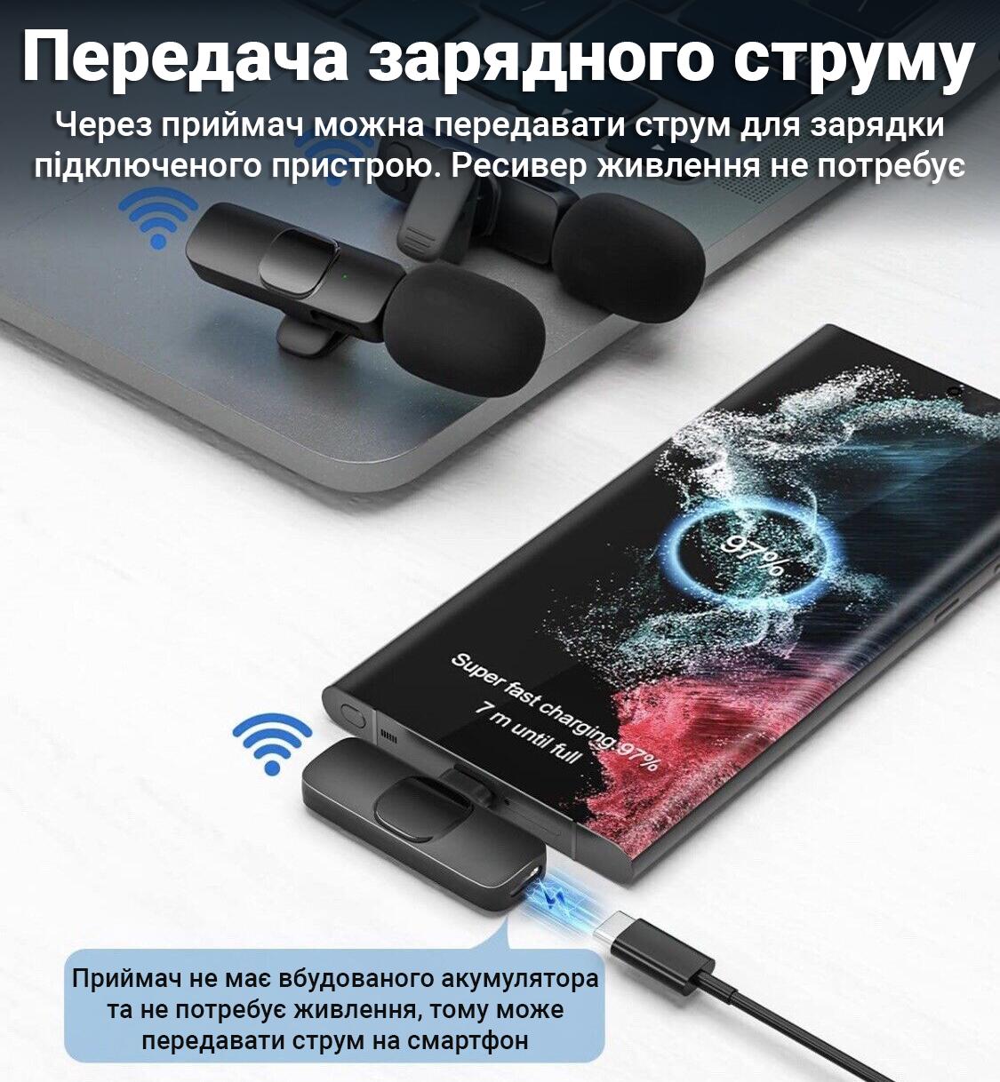 Микрофон двойной петличный беспроводной с Type-C Savetek P27-2 для смартфона/ноутбука/планшета 2,4 ГГц - фото 13