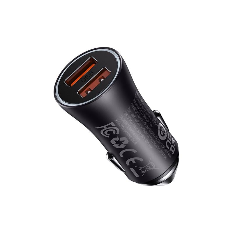 Зарядное устройство автомобильное BASEUS Golden Contactor Max Dual Fast Charger Car Charger U+U 60W Dark Gray (CGJM000013) - фото 2