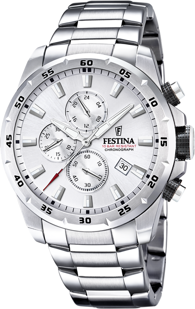 Наручные часы мужские Festina F20463/1 Chrono Sport со стальным корпусом WR 100 м и белым циферблатом Наручные часы мужские Festina F20463/1 Chrono Sport со стальным корпусом WR 100 м и белым циферблатом