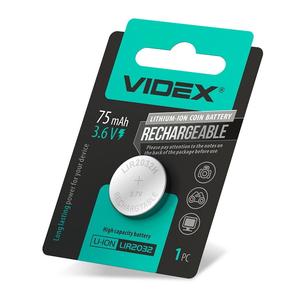 Аккумулятор литиевый Videx 27288 LIR2032 BLISTER CARD LIR2032 1B (000294393)