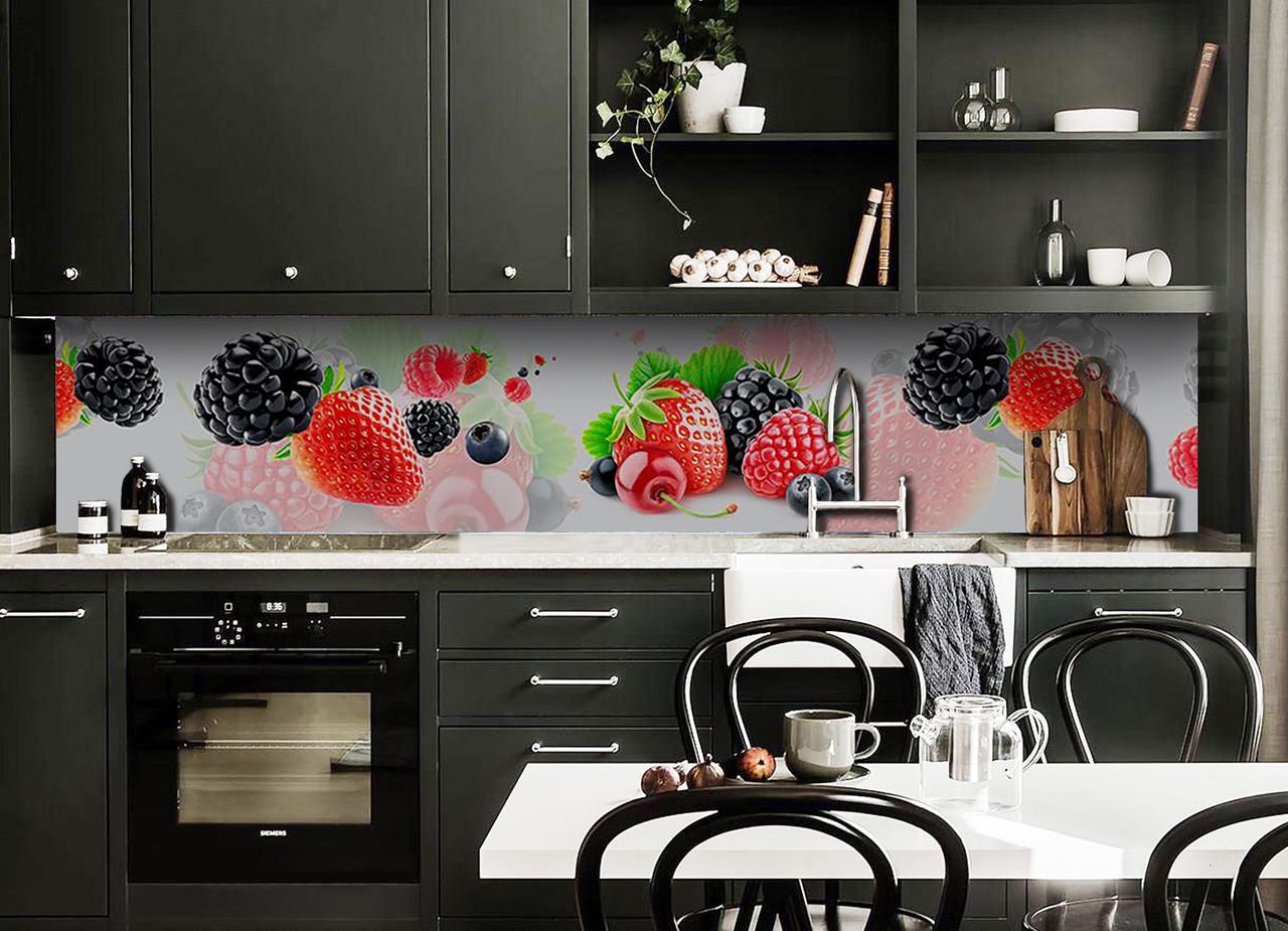 Кухонный фартук Ягоды малина клубника ежевика из самоклеющейся виниловой пленки 65х250 см Красный Кухонный фартук Ягоды малина клубника ежевика из самоклеющейся виниловой пленки 65х250 см Красный