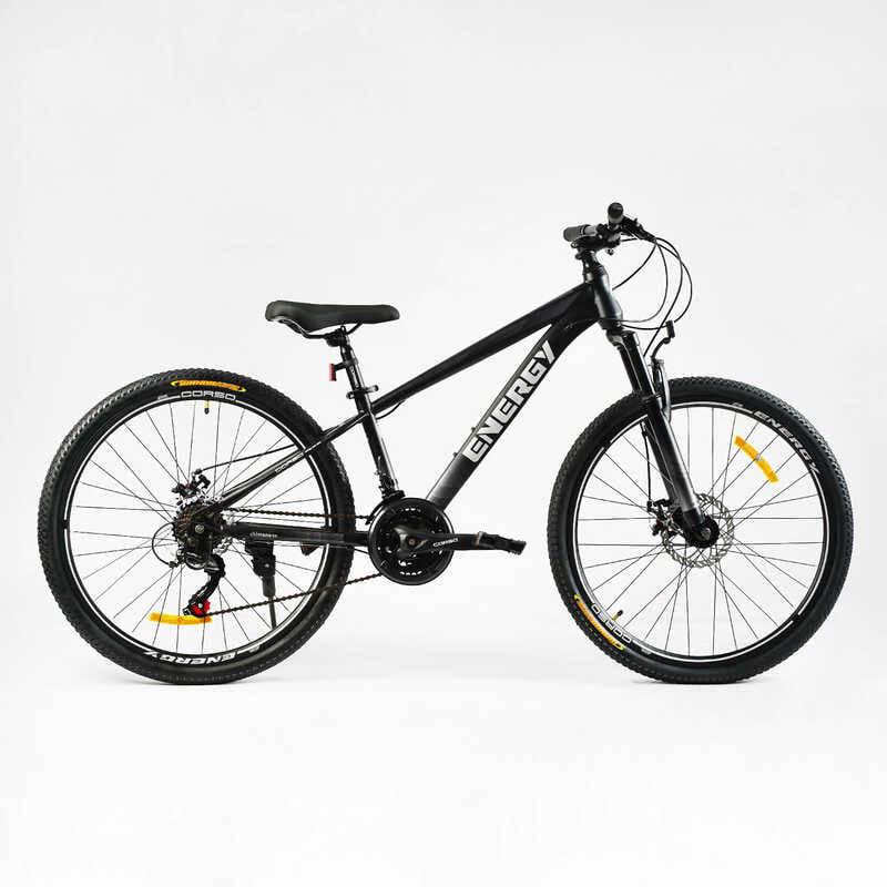 Велосипед спортивный Corso ENERGY 26" 21 скоростей стальная рама 13" переключатели Shimano Black (138163)