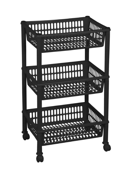 Этажерка 3-х уровневая на колесах Черный (4753) Этажерка 3-х уровневая на колесах Черный (4753)