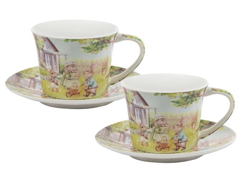 Набор чайных чашек фарфоровых с блюдцем Lefard Крольичи истории 220 мл Белый (924-867)