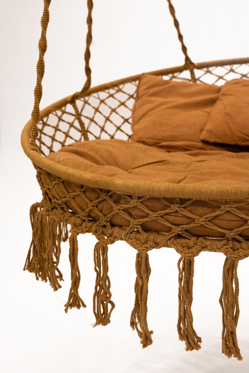Кресло-качели подвесное плетеное WCG круглое с мягкой подушкой 140 см Коричневый (2702684521) - фото 5 Кресло-качели подвесное плетеное WCG круглое с мягкой подушкой 140 см Коричневый (2702684521) - фото 5