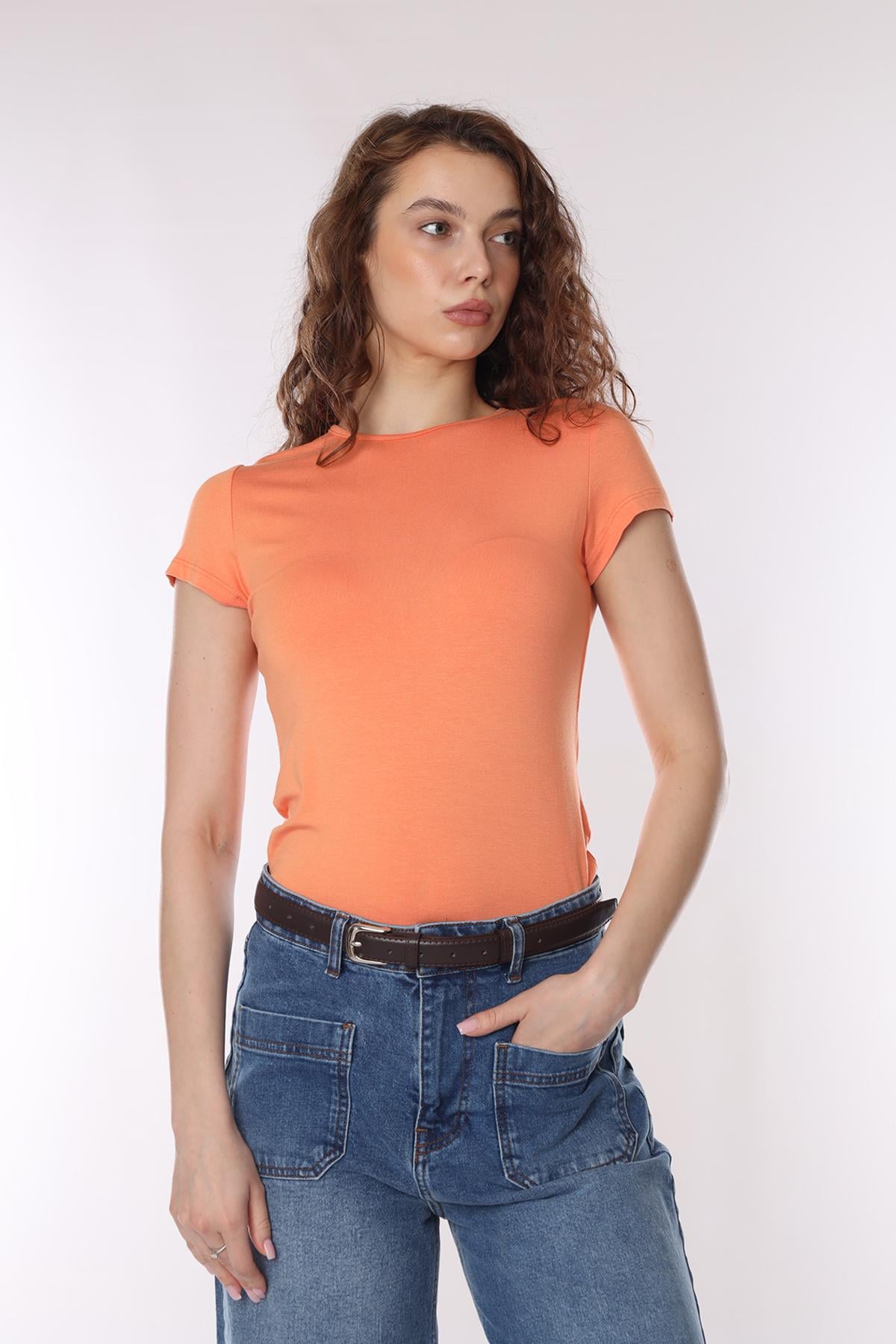 Футболка с коротким рукавом женская Yuki ЦБ-00291493 р. 50 Оранжевый (SKT001304487)