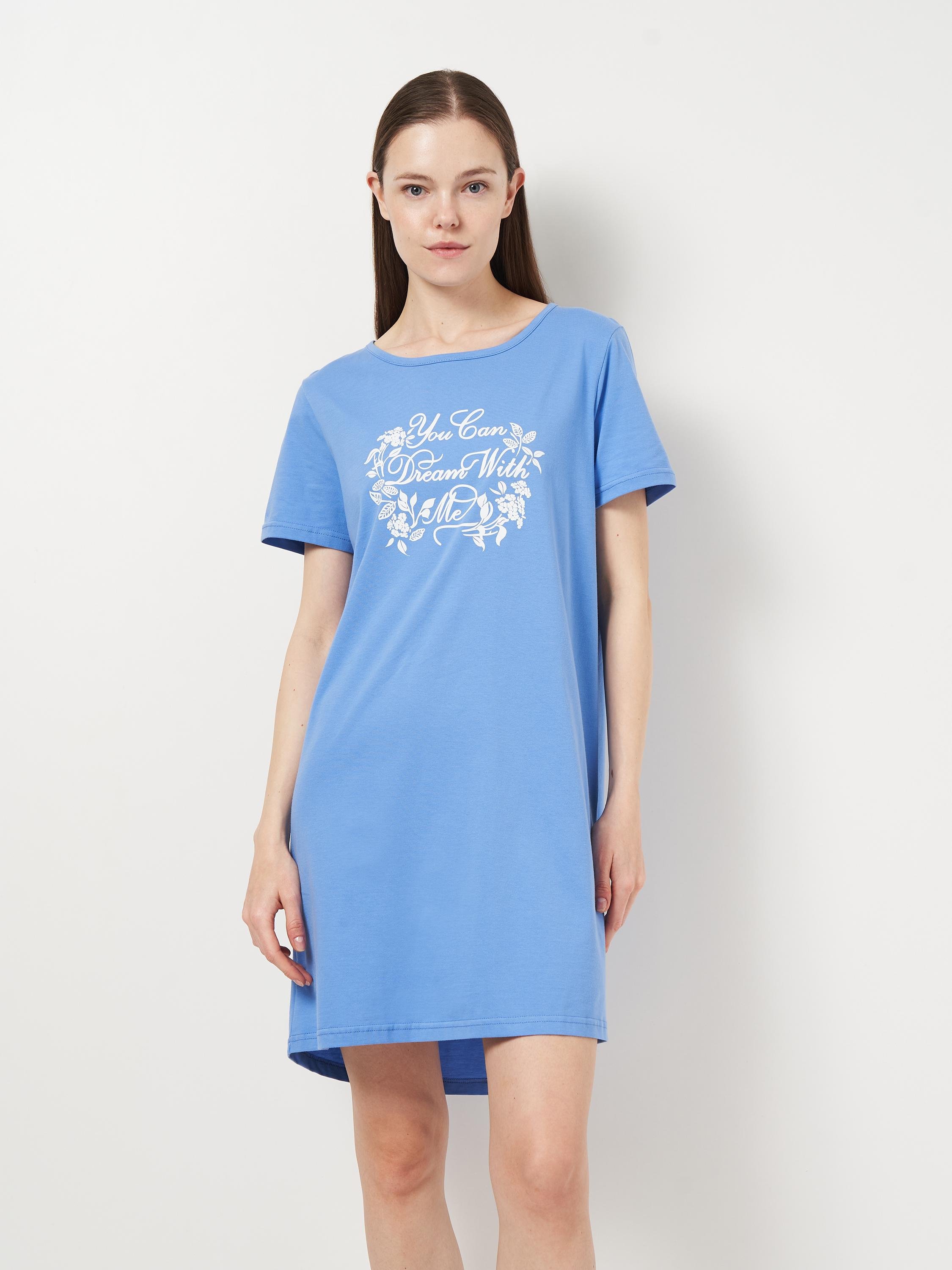 Ночная рубашка женская с коротким рукавом ROZA 210133 7XL Темно-голубой (4824005734076)
