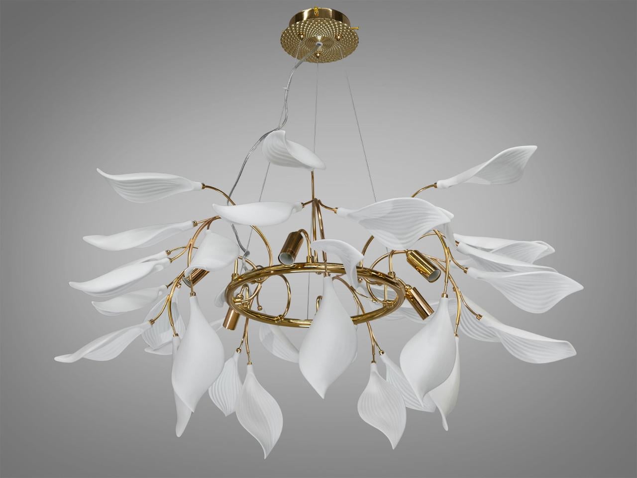 Люстра підвісна з порцеляновими елементами на 6 ламп Золотий (7172-6PRGD-LS)