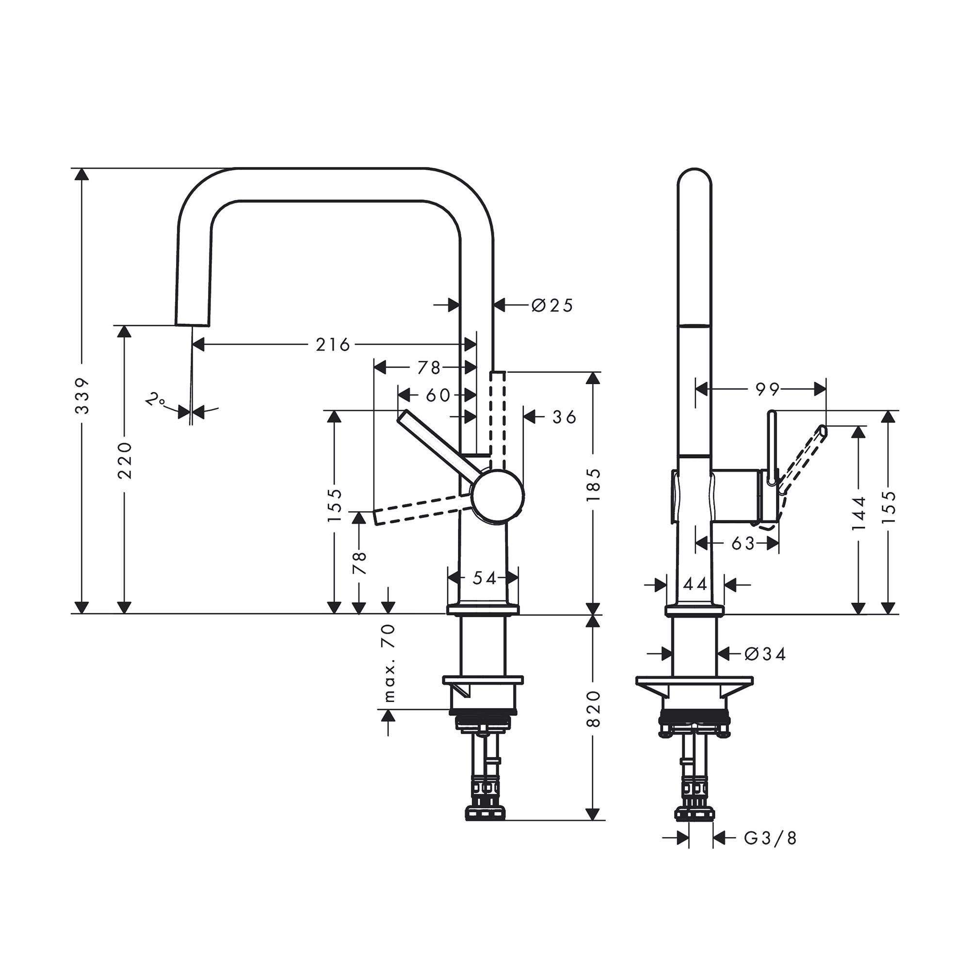 Смеситель для кухни Hansgrohe Talis M54 72806670 однорычажный Черный (129809) - фото 2