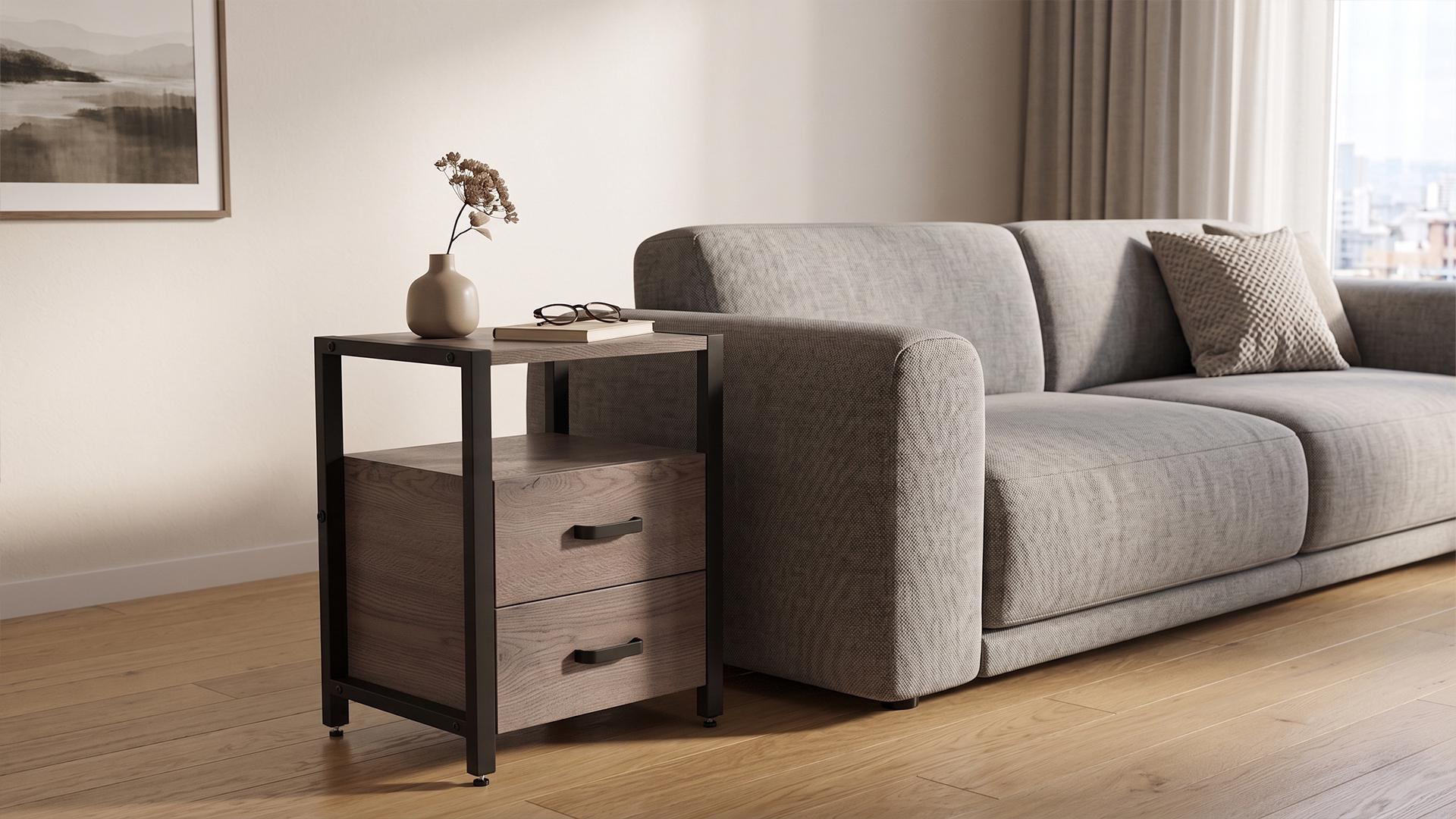 Тумба универсальная Ferrum-decor Вивьен ДСП 16 мм 2/2 50x41x40 Черный/Дуб Кремона Канолло (FRD-107759)