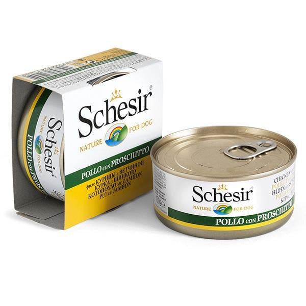 Корм влажный для собак Schesir Wet Chicken Ham филе курицы с ветчиной консервы в желе 150 г (712554)