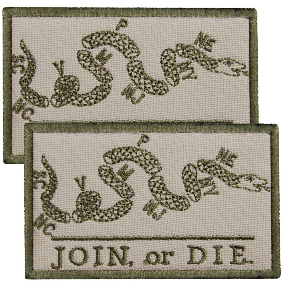 Набір шевронів з липучкою "JOIN or DIE" 5х8 см 2 шт. Хакі (25409)