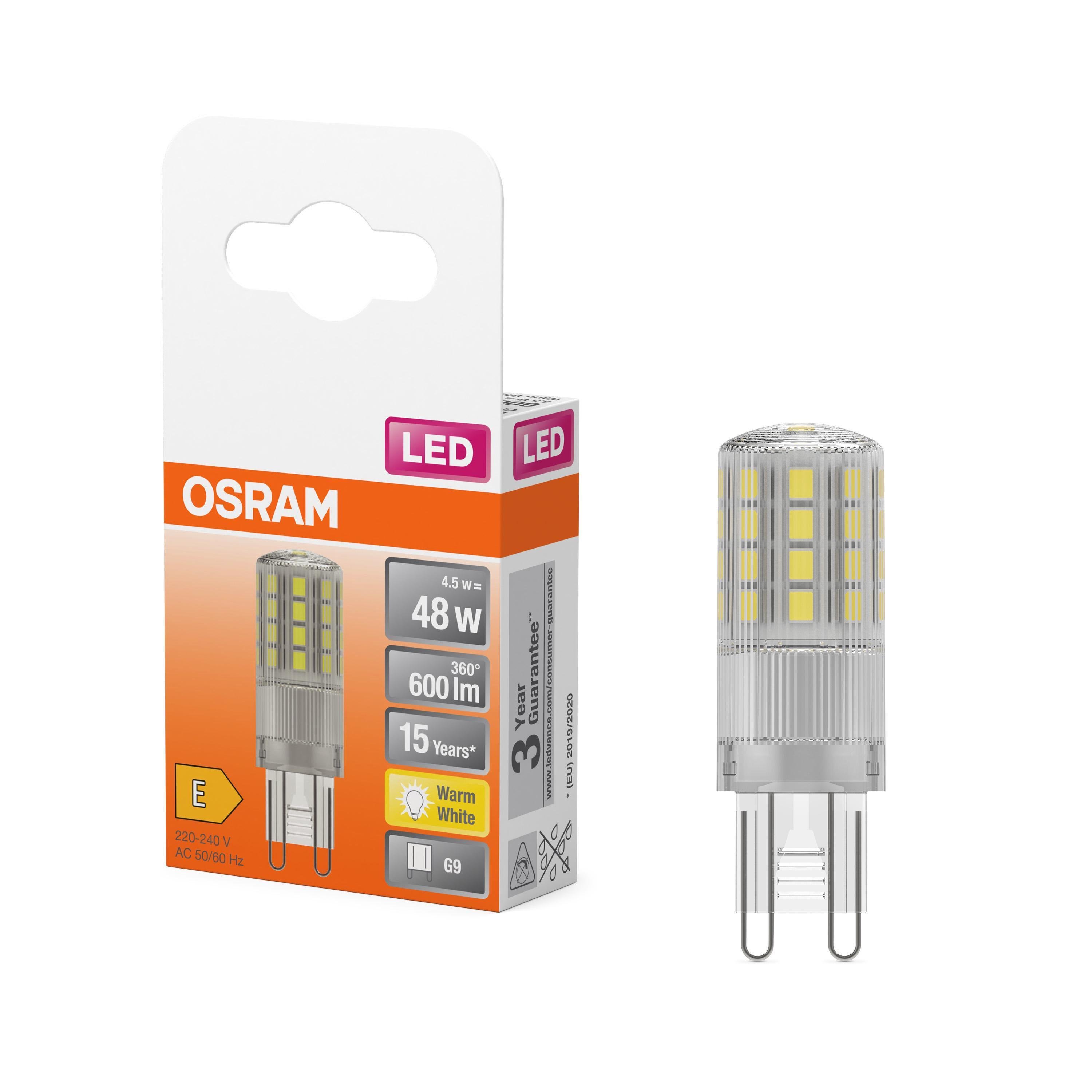 Світлодіодна лампа Osram PIN48 CL 4,5W 230V 600lm 2700K G9 17x55 мм капсула (4058075432451) - фото 5 Світлодіодна лампа Osram PIN48 CL 4,5W 230V 600lm 2700K G9 17x55 мм капсула (4058075432451) - фото 5