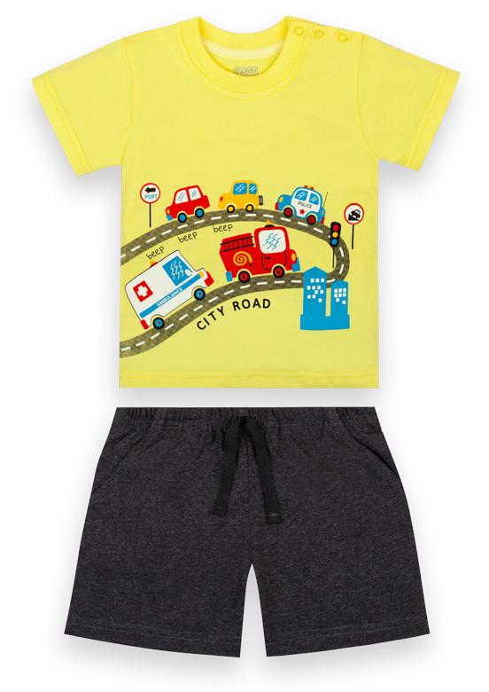 Костюм детский хлопковый летний для мальчика Gabbi KS-21-4-2 Диноленд 98 см Желтый (12602)