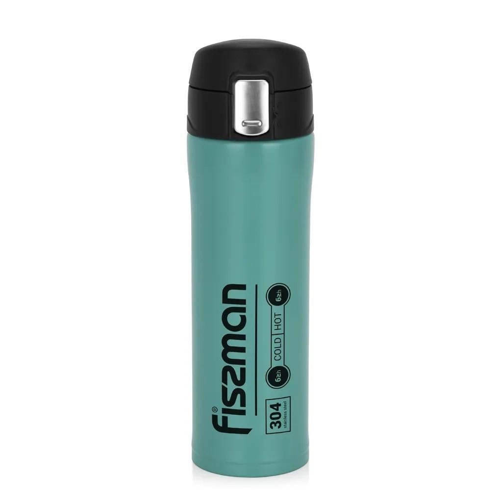 Термокухоль з нержавіючої сталі Fissman 6,5x6,5x23 см 450 мл з кришкою Зелений (9880)