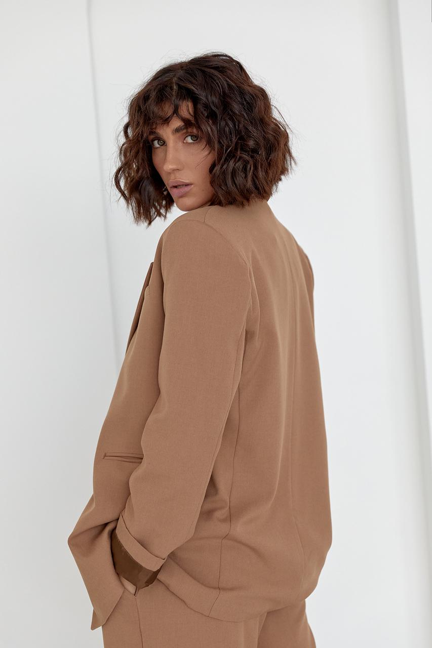 Піджак однобортний на ґудзику L Коричневий (11686263) - фото 2 Піджак однобортний на ґудзику L Коричневий (11686263) - фото 2