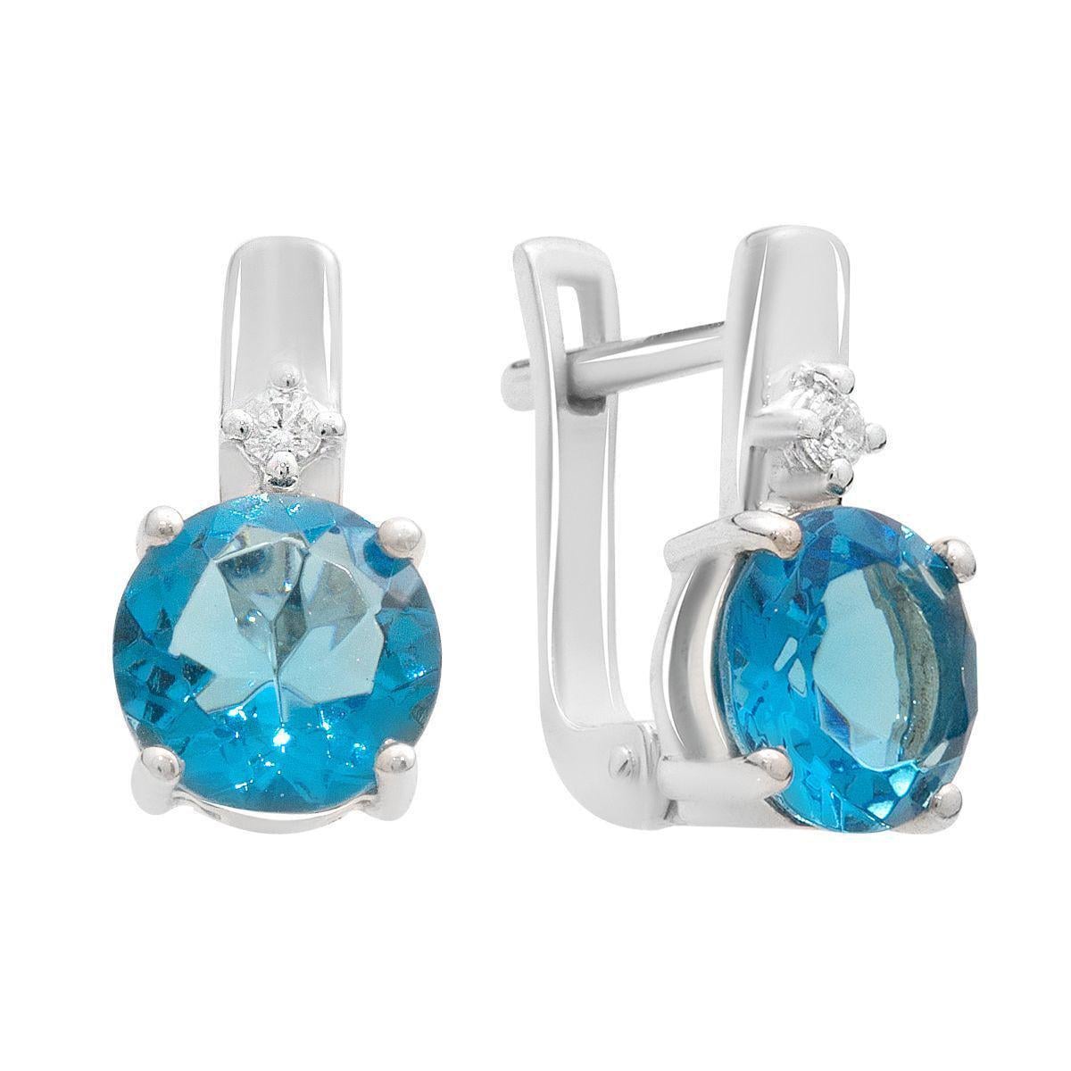 Серьги серебряные LoveR с натуральным топазом и фианитами