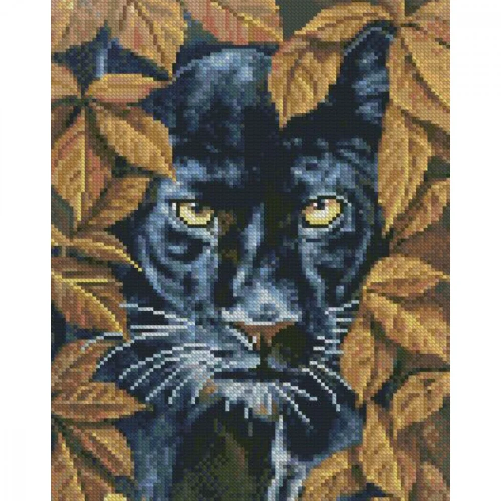 Алмазная мозаика Strateg Пантера в листьях 30х40 (HX452)