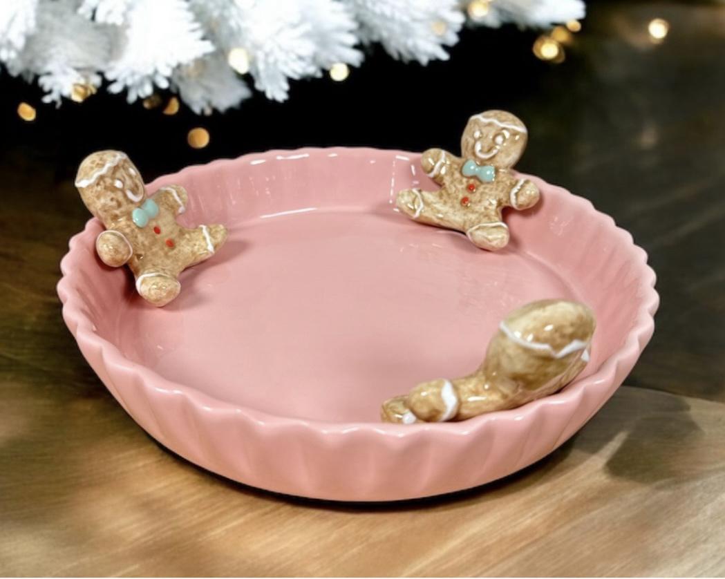 Блюдо керамическое Рождественские пряники 23 см Розовый (40179) - фото 2