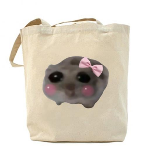 Шоппер Грустный хомяк с бантиком мем 37x41 см Бежевый (17402557-11-200420)