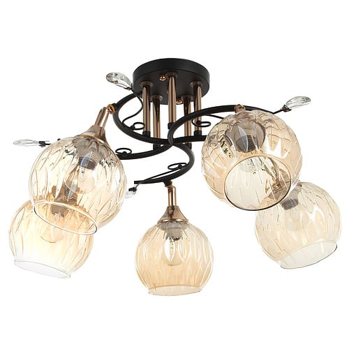 Люстра Svet на пять поворотных плафонов под лампу Е27 Черно-золотой (SR-N5008/5 BK+FGD)