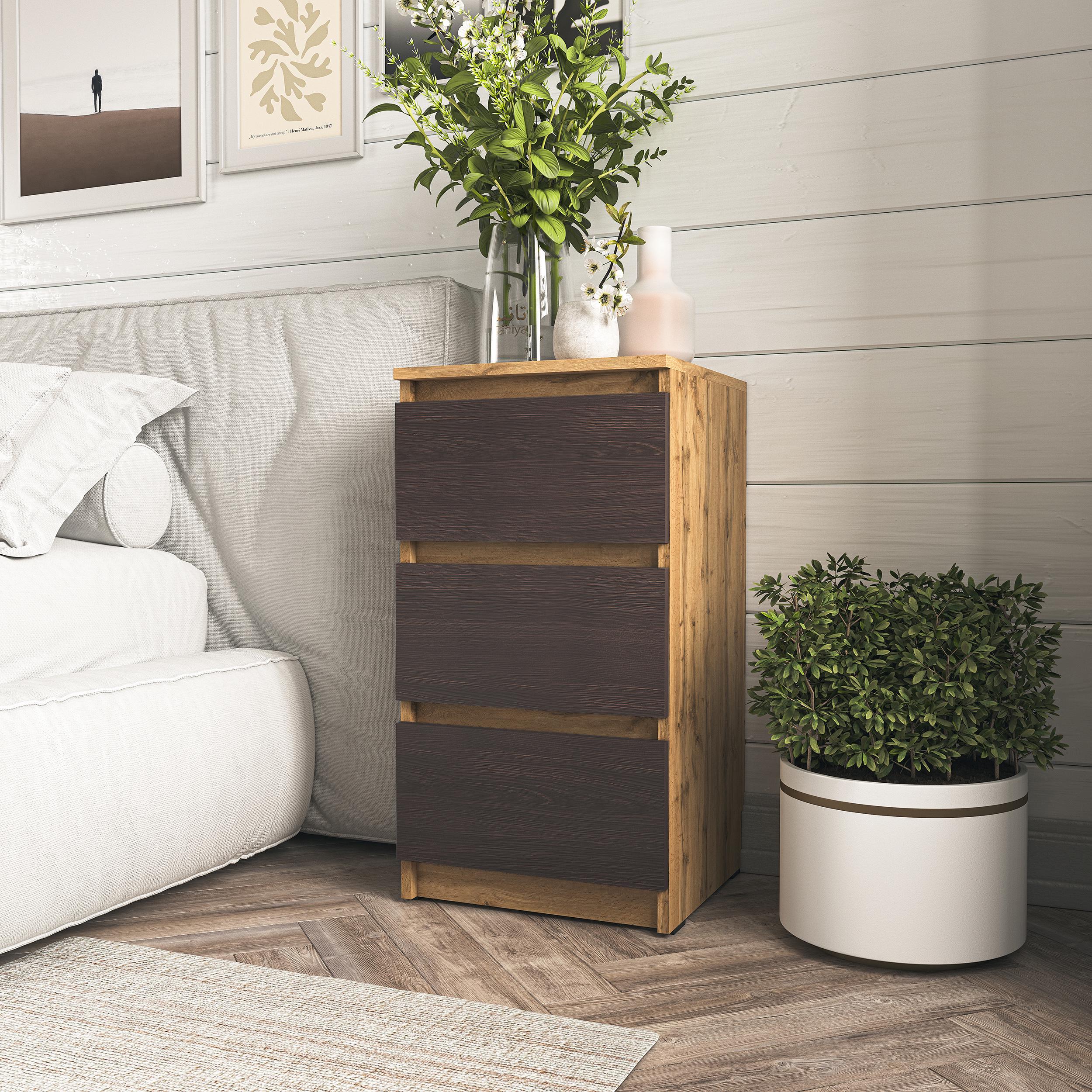 Тумба приліжкова на 3 ящики 400x758x398 мм Дуб аппалачі/Венге темний (mt-216-ap-vg) - фото 1 Тумба приліжкова на 3 ящики 400x758x398 мм Дуб аппалачі/Венге темний (mt-216-ap-vg) - фото 1