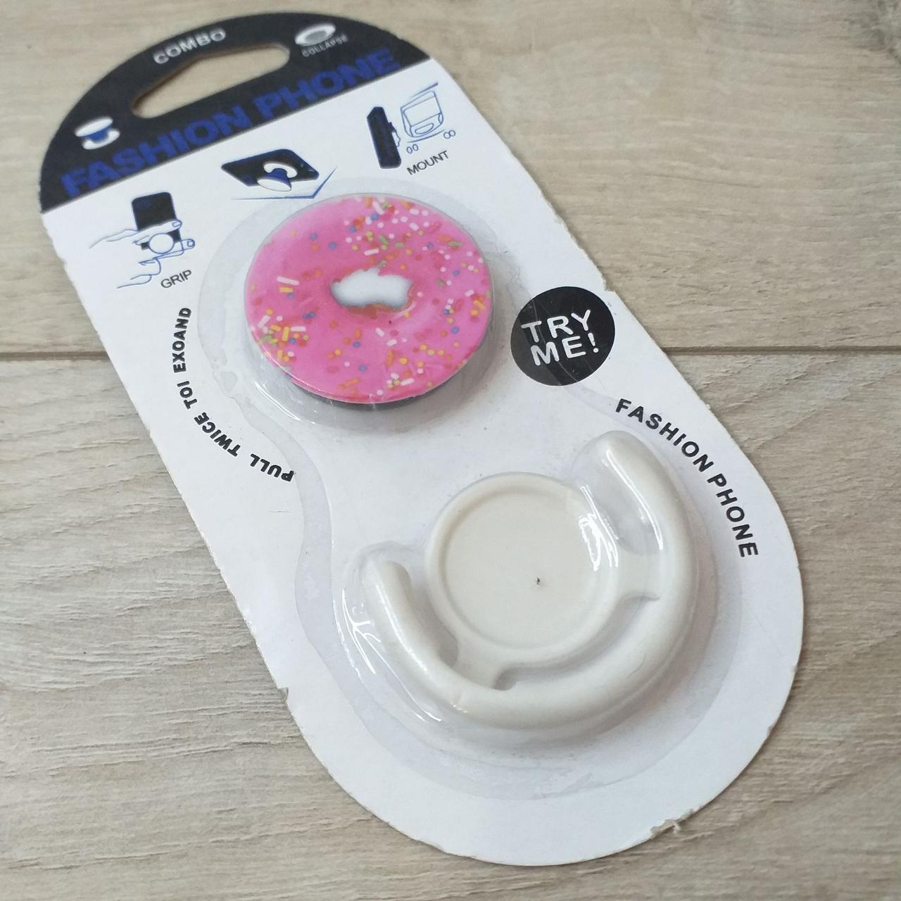 Попсокет держатель Fashion для телефона 3D Розовый пончик (KG-10506) Попсокет держатель Fashion для телефона 3D Розовый пончик (KG-10506)
