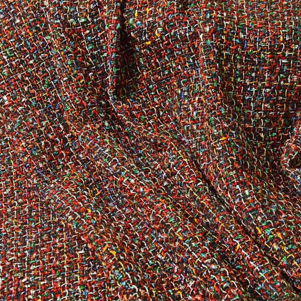 Ткань костюмная Букле Краски Красный (14270)