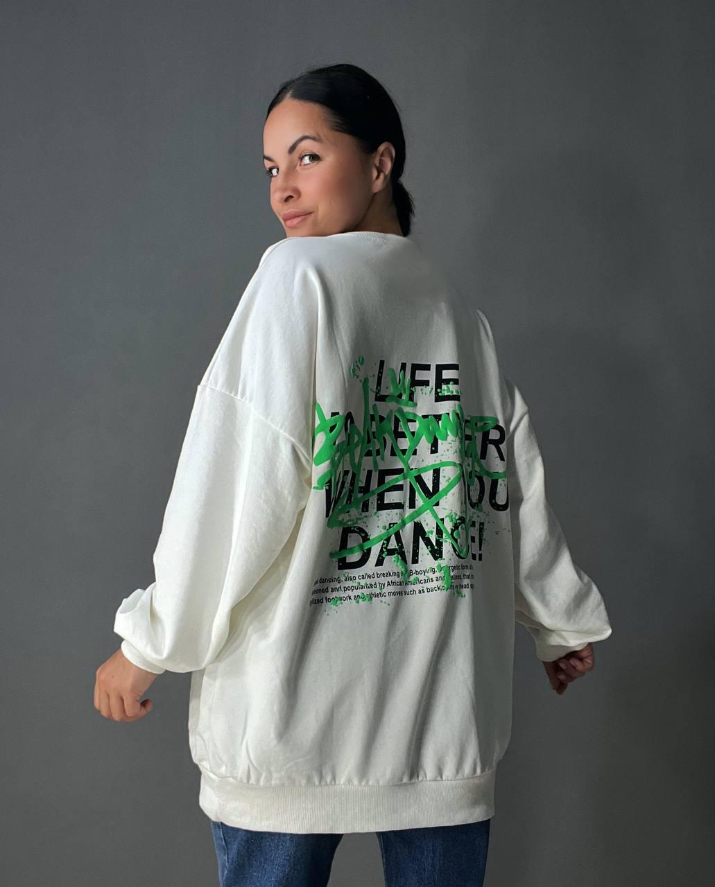 Свитшот женский LSK 5258 длинный OS Белый (1830) Свитшот женский LSK 5258 длинный OS Белый (1830)