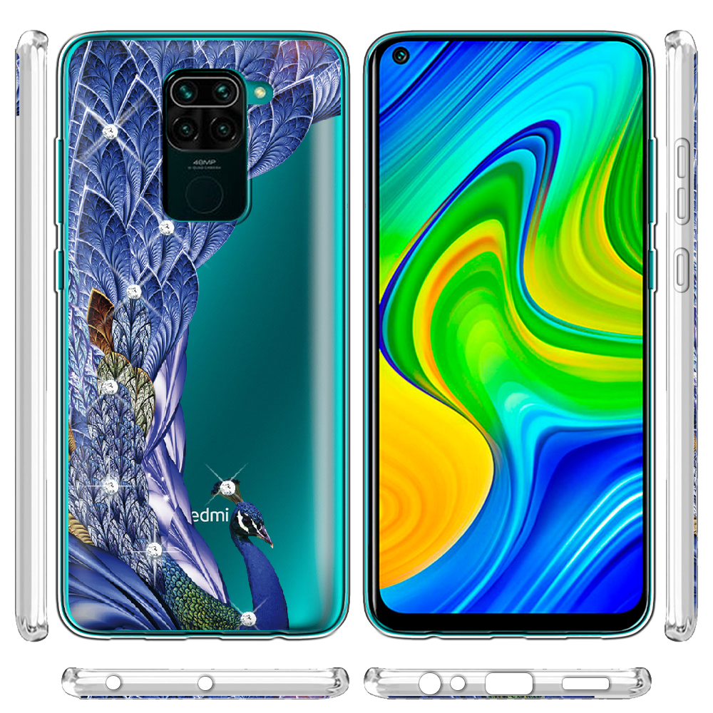 Чохол Boxface Xiaomi Redmi Note 9 Павич зі стразами Прозорий силікон (39801-rs7-39801) - фото 3