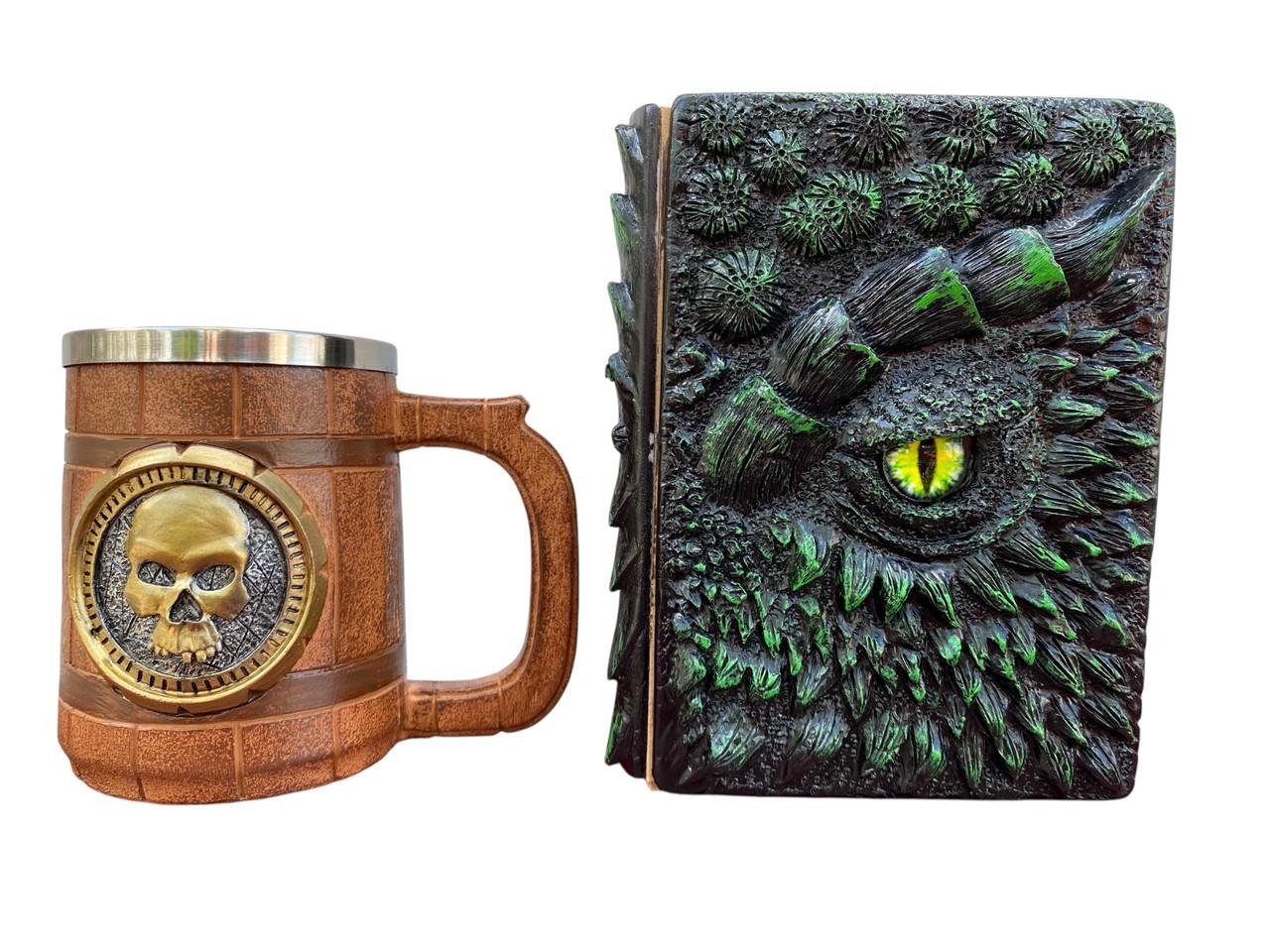 Подарунковий набір Кухоль 3D Череп Gold Rose/Блокнот 3D Око Лісового Дракона (2746587700)