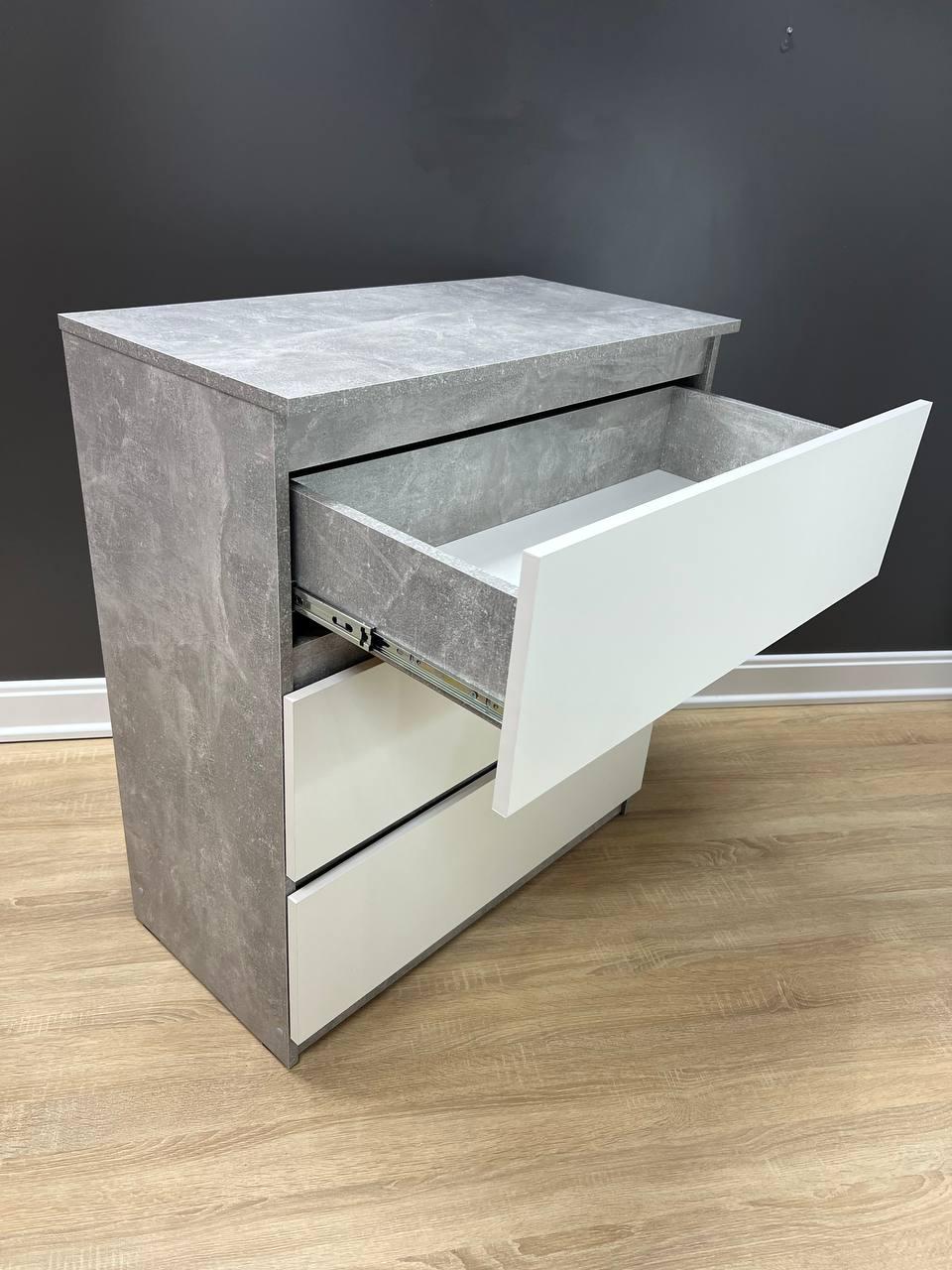 Комод Даллас 3 шухляди 910х805х410 мм Бетон/Білий - фото 4 Комод Даллас 3 шухляди 910х805х410 мм Бетон/Білий - фото 4