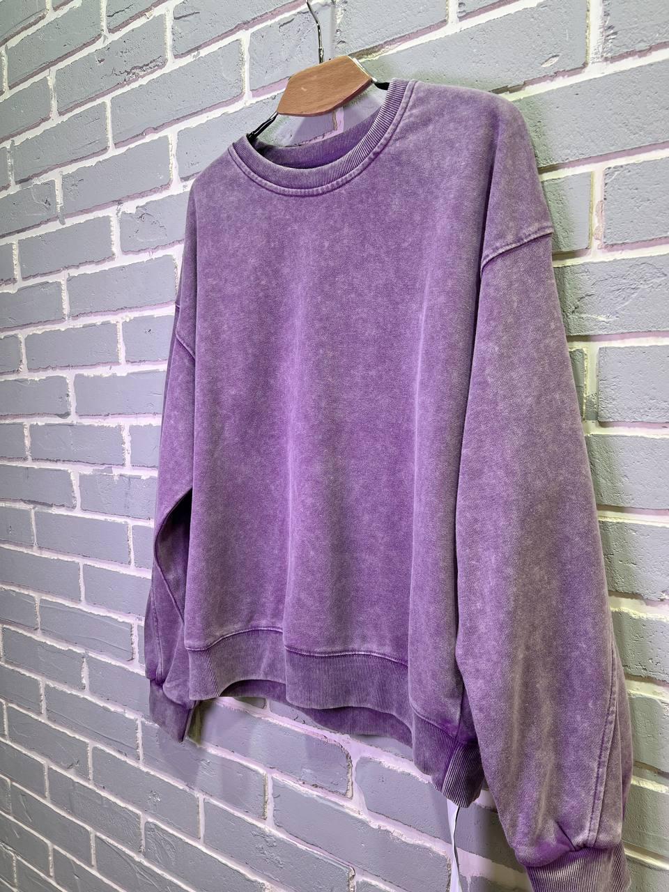 Світшот жіночий A-N 25027 вільний крій варений тай-дай середня довжина OS Фіолетовий (3378) - фото 10