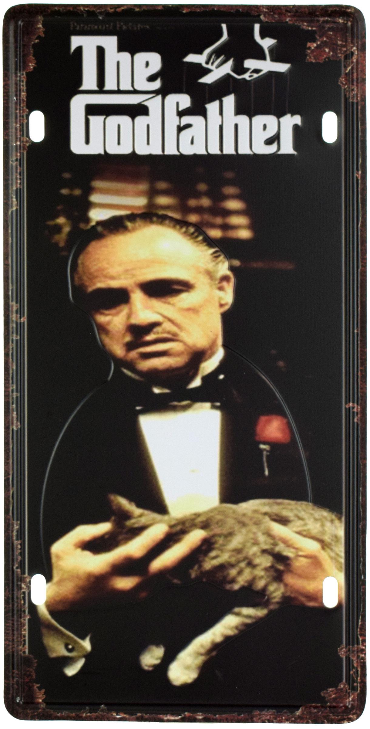 Табличка металлическая Крестный Отец/The Godfather Cat 15x30 см