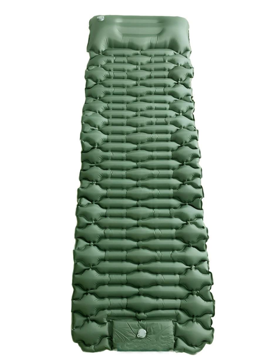 Коврик-каремат туристический надувной с подушкой и встроенным насосом Зеленый (26889919)