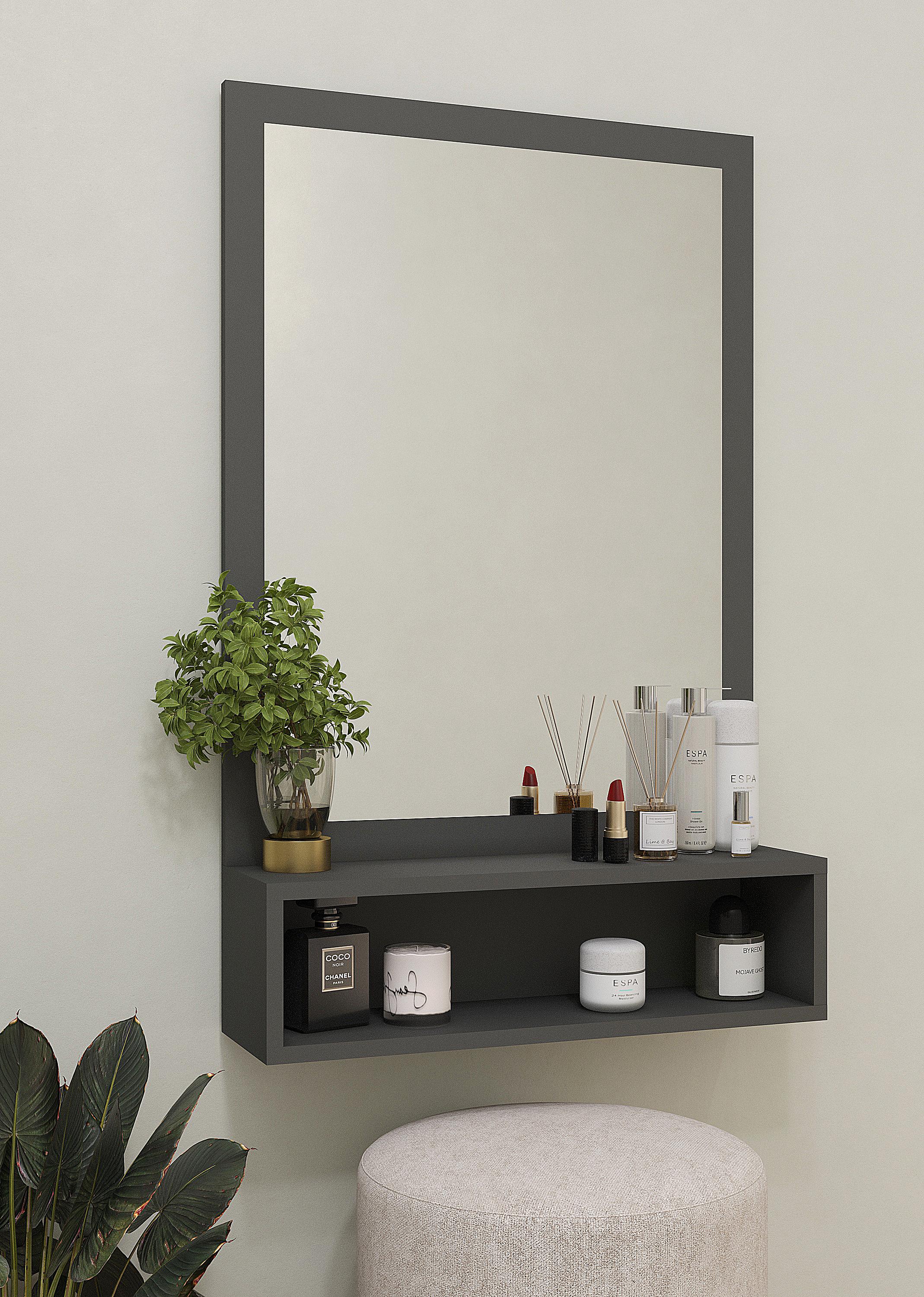 Зеркало с полкой настенное Nt-1 600x950x166 мм Антрацит (sr25-nt1-antracit)
