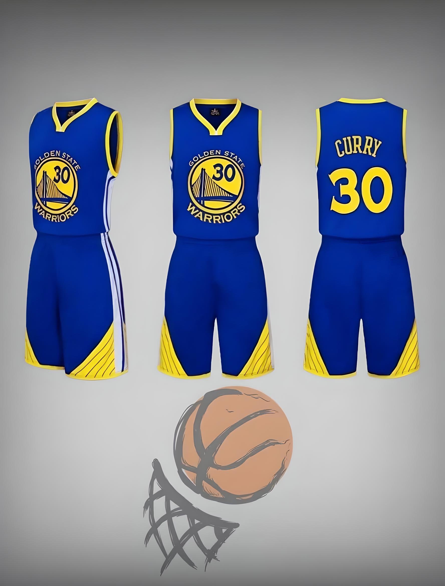Форма баскетбольная детская Lion GOLDEN STATE WARRIORS CURRY 30 L на 10-12 лет 140-148 см Синий (CO-2269-L) - фото 2