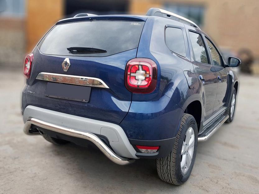 Задняя защита AK007 CAN для Renault Duster 2018-2024 гг. нержавеющая сталь Хром