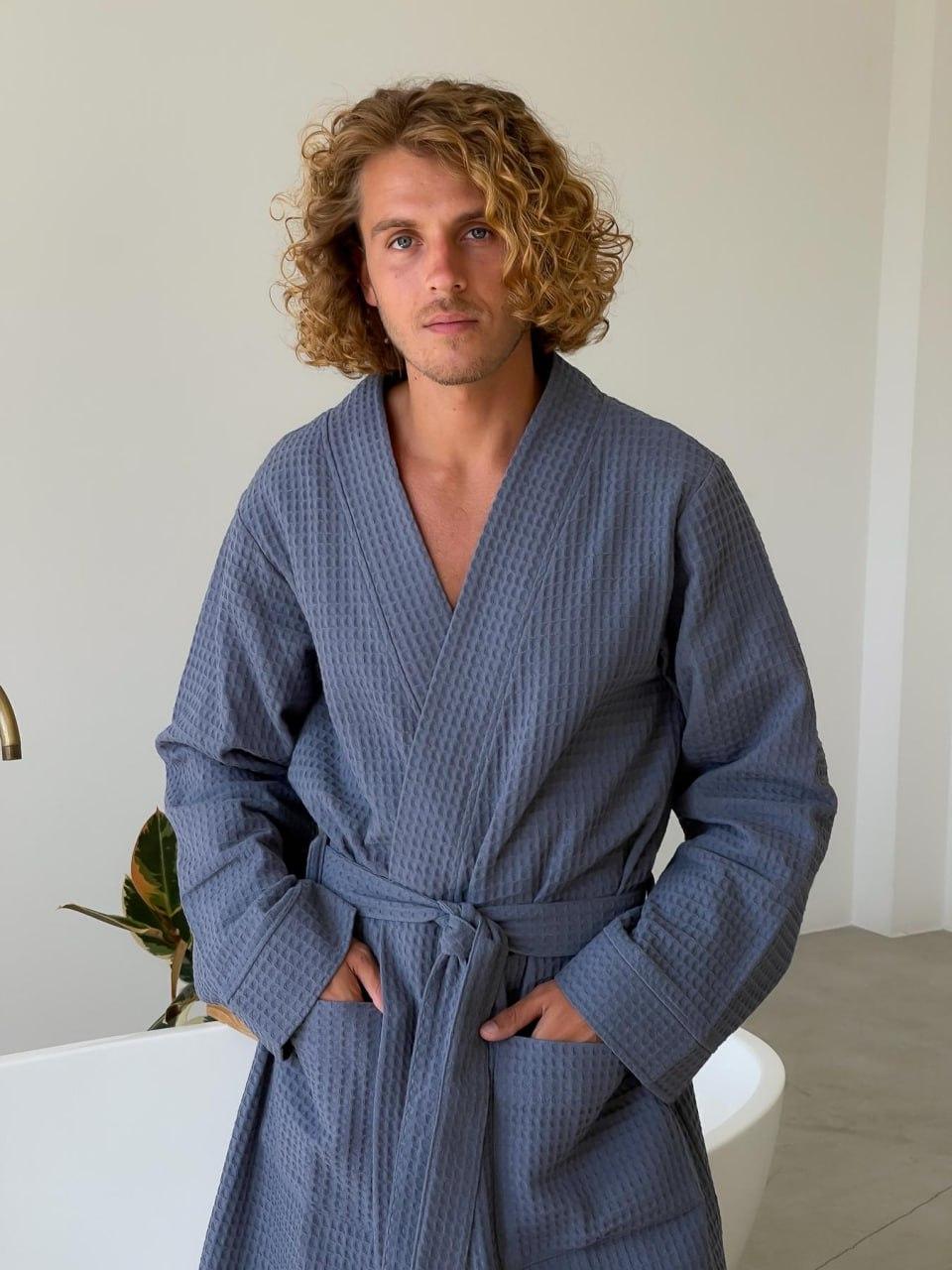 Халат мужской банный для бассейна XL Синий (ВК4401В-4) - фото 6 Халат мужской банный для бассейна XL Синий (ВК4401В-4) - фото 6