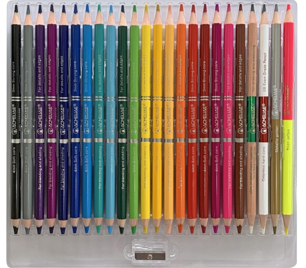 Олівці кольорові двосторонніAcmeliae 24 кольорів/поліруючий олівець/олівець-блендер з точилкою - фото 3