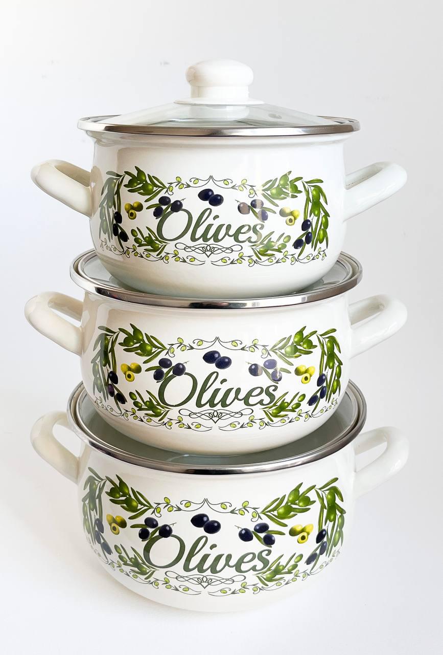 Набір каструль Interos Греція 3 предмети Оливковий (271993) - фото 4 Набір каструль Interos Греція 3 предмети Оливковий (271993) - фото 4