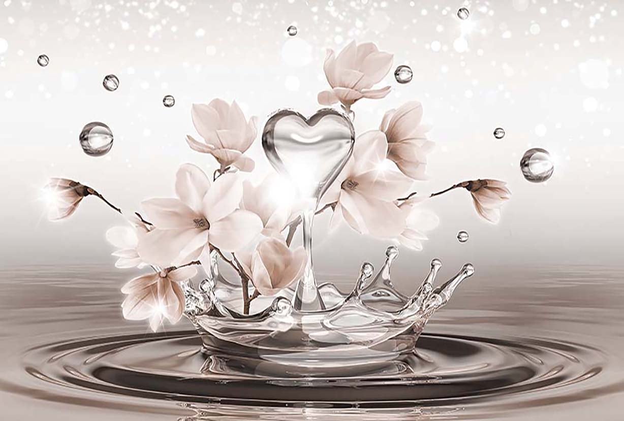 Фотообои WS Wallpaper 3D Цветы на воде 392x270 см Сатин (31412)