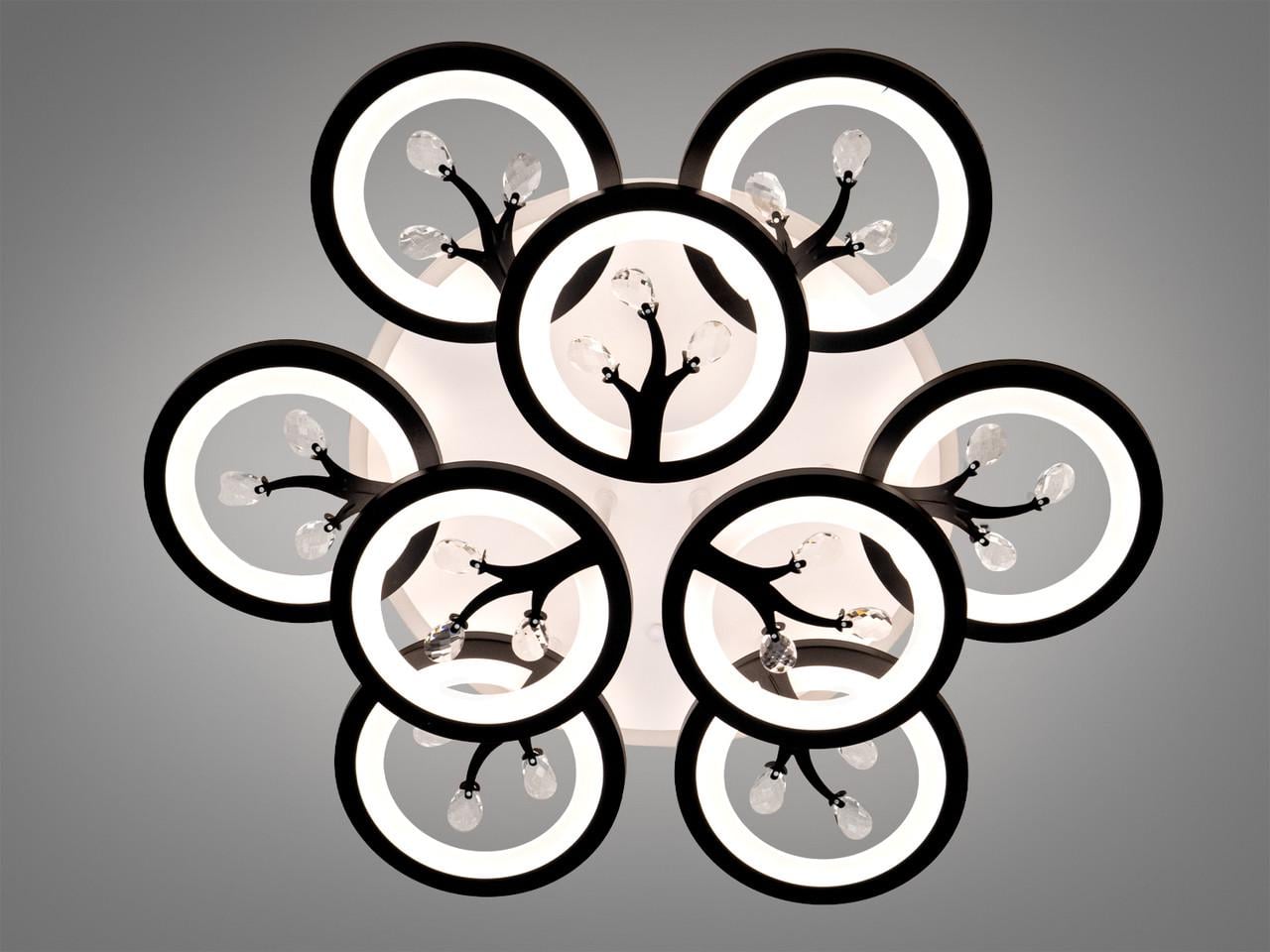 Люстра светодиодная для гостиной 8135/6+3BK LED 3color dimmer 140 Вт с пультом и диммером Черный (2957216509)